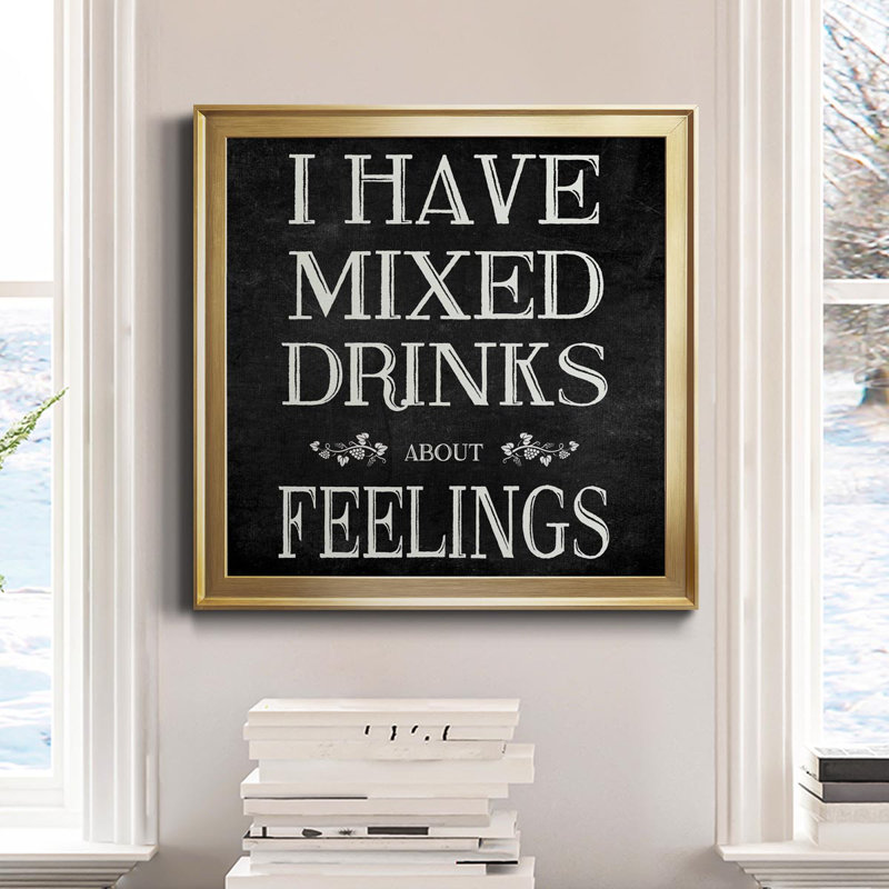 Mixed Drinks - Reproduction d'art textuel sur toile encadrée, Or, H 17,5 po x l 17,5 po x P 1,5 po
