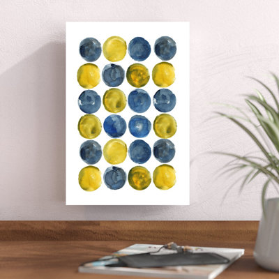 Reproduction d’art sur toile tendue jaune/bleu à pois