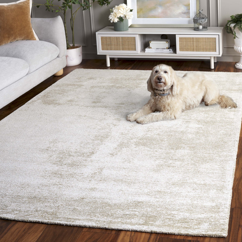 Tapis couleur sauge en laine / coton touffeté à la main Riviera, Rectangle 6 pi x 9 pi