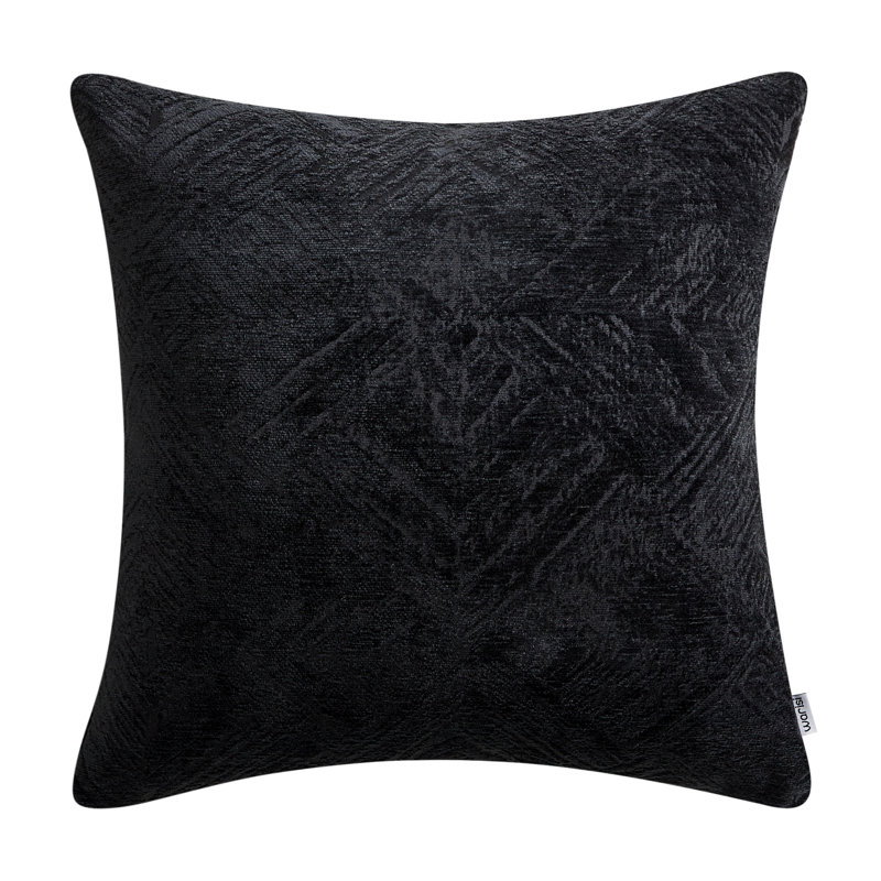  Chenille Throw Pillow Cover, Black, 20" x 20" x 1"