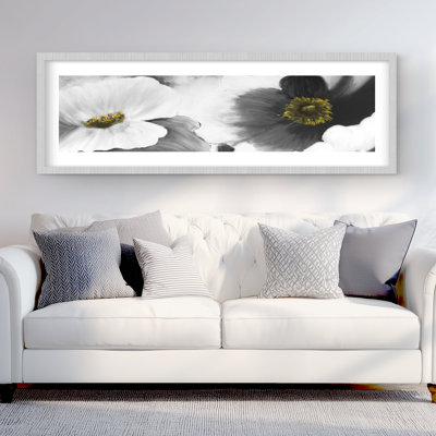 Fleurs noires et blanches - Reproduction encadrée de bureau contemporain