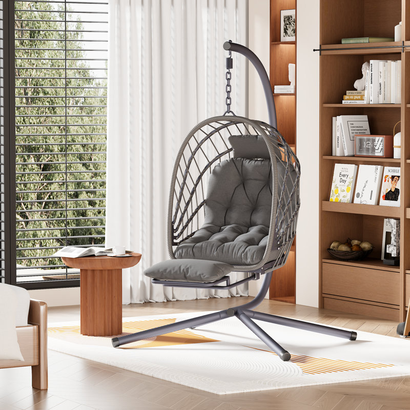Balancelle d'extérieur avec support et repose-pieds, Gris foncé