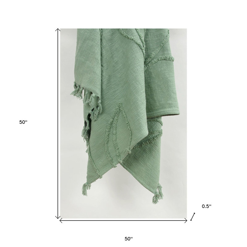 Jeté vert tissé 100% coton texturé