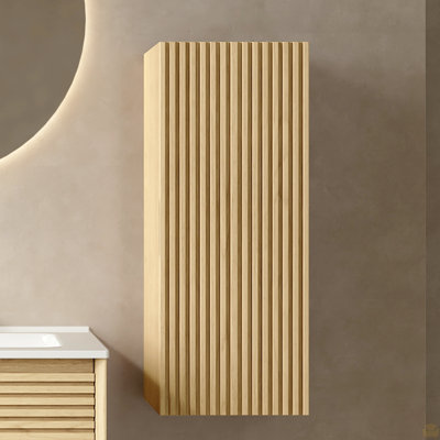 Meuble-lavabo mural 12 po à rayures flottantes avec porte et tablette