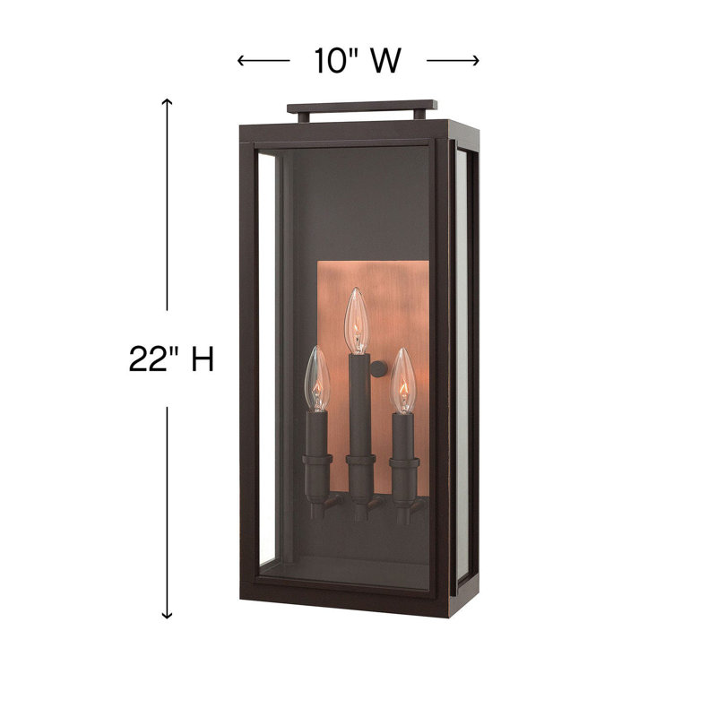 Sutcliffe 3-Light Outdoor Wall Lantern, Oil Rubbed Bronze, Integrated LED