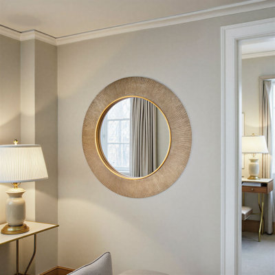 Aubry Round Ribbed Mirror Bevelled