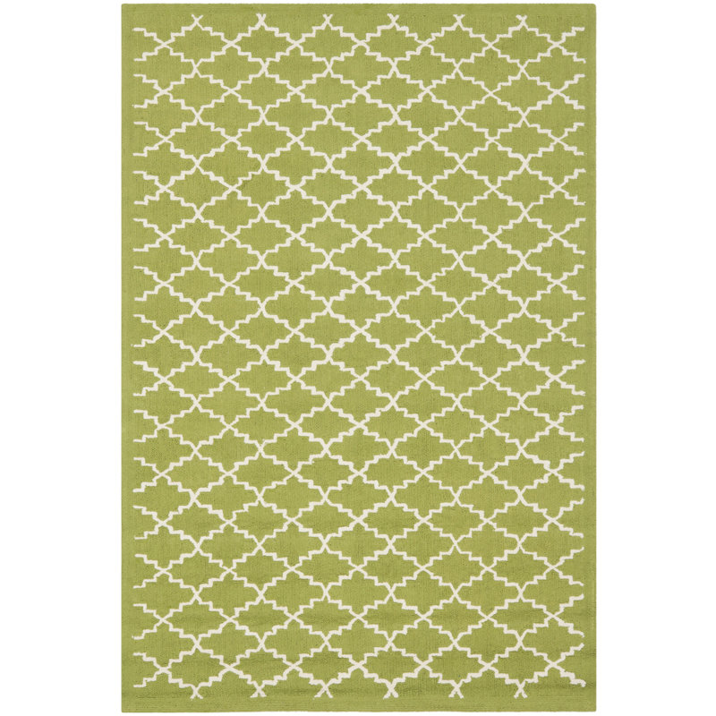 Fullerton Hand Hooked Cotton Pile Geometric Rug, Rectangle 7'9" x 9'9"