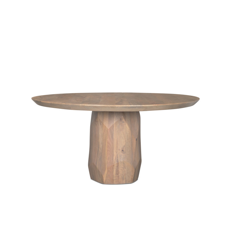 Ab Round Solid Wood Dining Table, Light Brown
