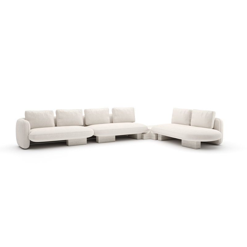 *Overlap L Bumper Sectional Dk Taupe, White Polyester Blend