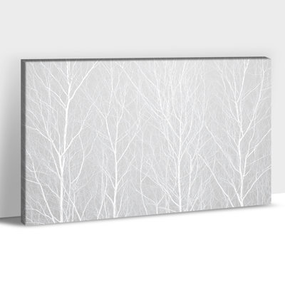 Art mural sur toile grand forêt d'hiver, affiche d'arbre de paysage enneigé minimaliste, impressions sur toile modernes pour le bureau de chambre à coucher de salon, prêt à accrocher le décor de vacances nature, 24 po x 32 po