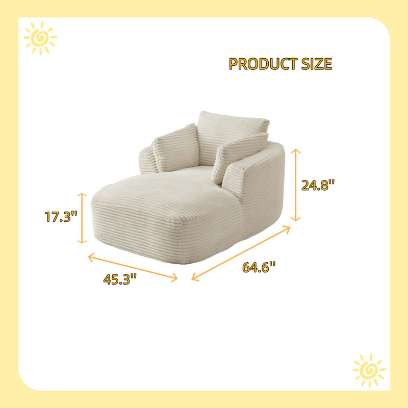 Très grand fauteuil inclinable en velours côtelé, Crème, crème