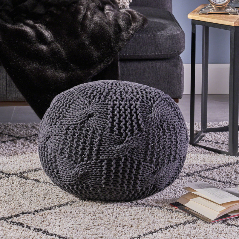 Moran Upholstered Pouf, Dark Gray