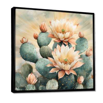 Desert Bloom Canvas, Sun-Kissed Cactus Bloom, Cactus Flower Wall Art