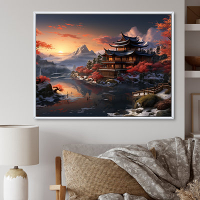 «Asian Snow Landscape Temple Serenity I - China», art mural