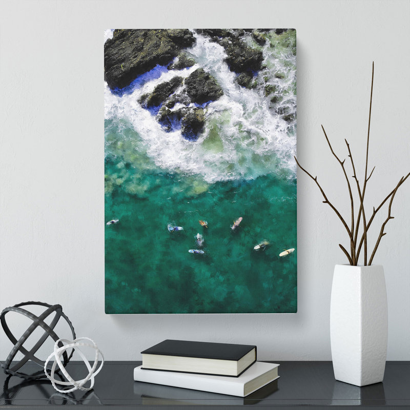 CAN3953CAN Surfers At Byron Bay In Australia Painting - Wrapped Canvas, 35cm H x 35cm W x 3cm D