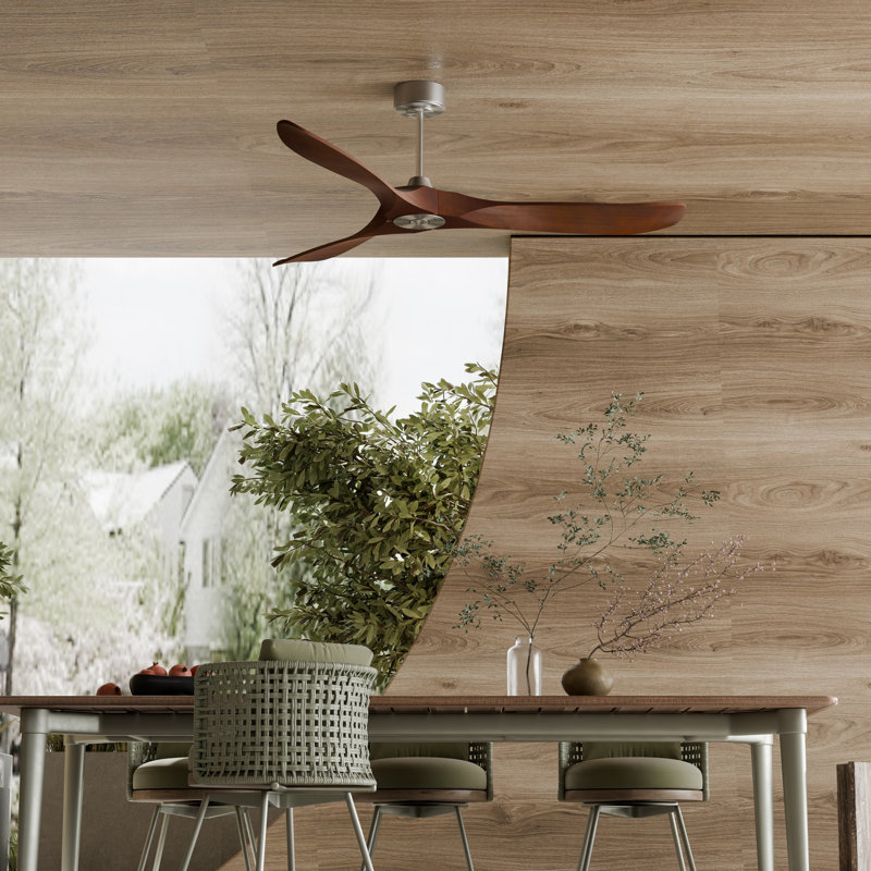 Ventilateur de plafond standard à 3 pales de 60 po avec télécommande, Bois foncé