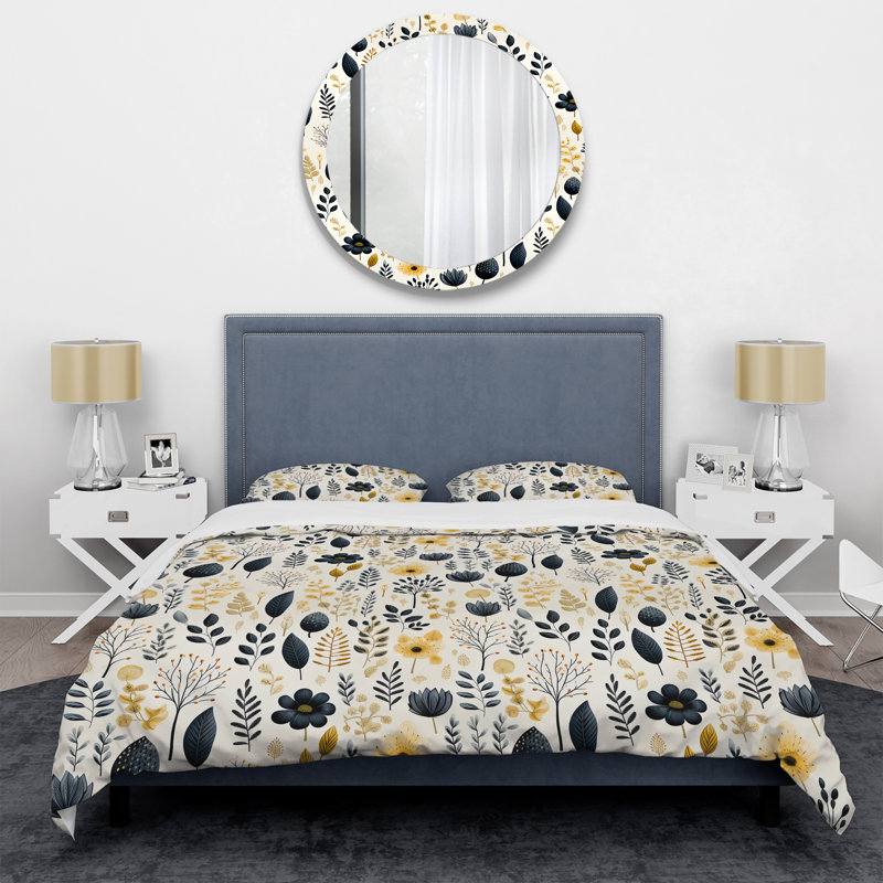 Literie monochrome Botanics IV, Housse de couette simple + 1 taie décorative stan