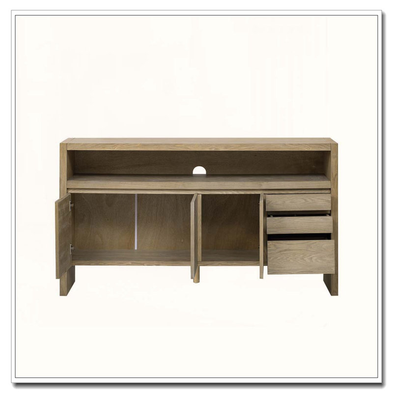 Modern 60" Sideboard with 3 Drawers, 3 Doors, and Ash Veneer Finish, Natural