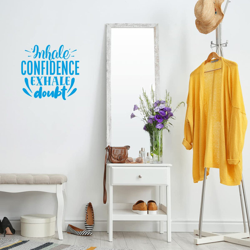 Adhésif décoratif «Inhale Confidence Exhale Doubit», Bleu ciel, H 23 po x l 24 po