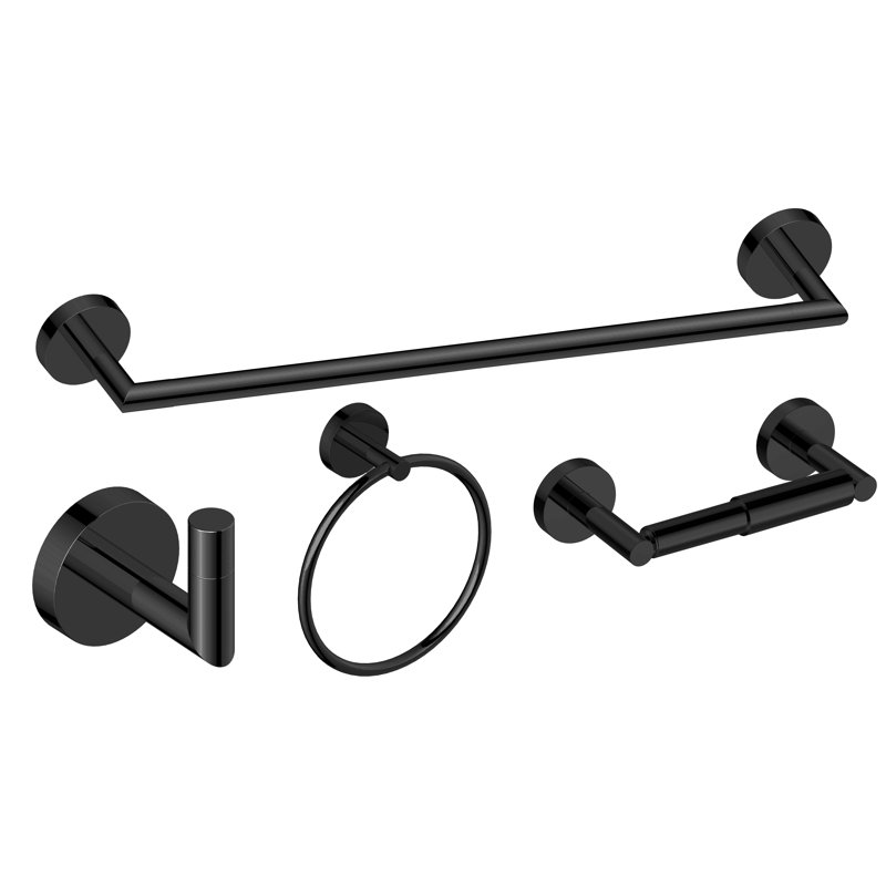 Matte Black Stainless Steel 4-Piece Bathroom Hardware Set
