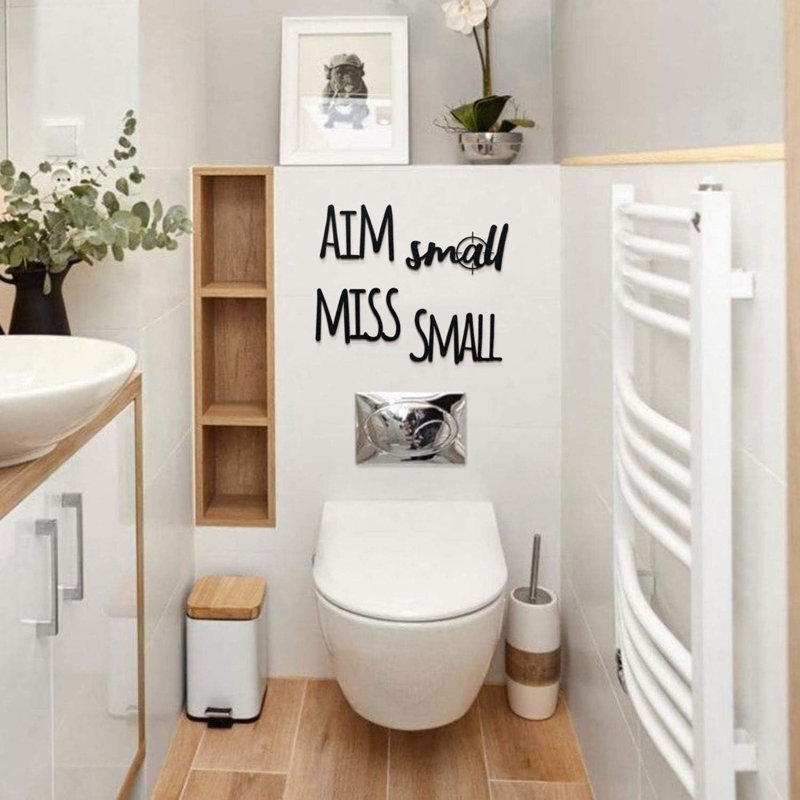«Aim Small Miss Small», art mural en métal, affiche de salle de bain
