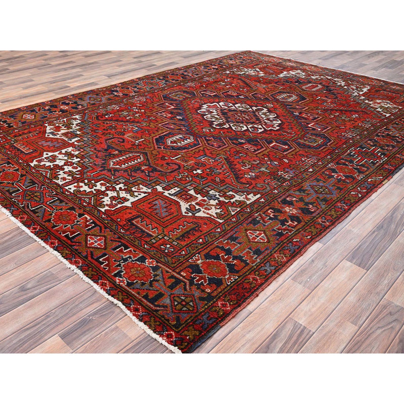 Tapis rouge en laine unique de 7 pi 9 po x 11 pi Wattenberg
