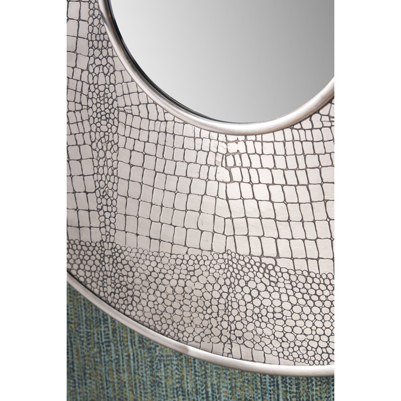 Iron Round Wall Mirror, Silver