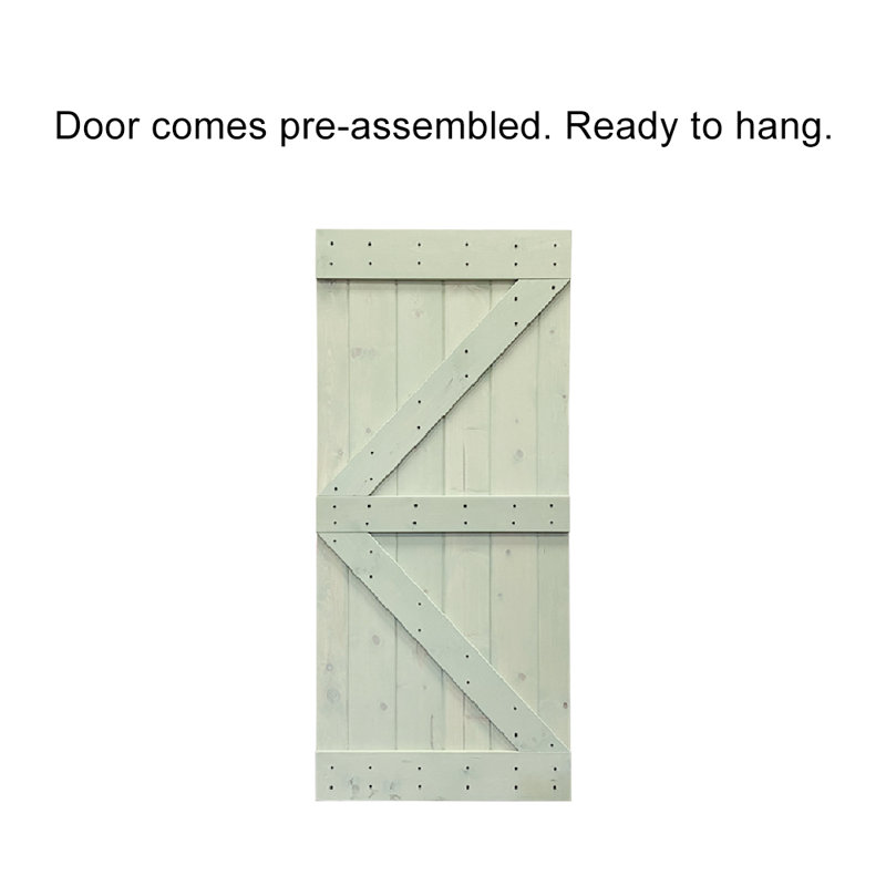 Porte de grange à panneaux en bois et métal K Series sans trousse de quincaillerie d'installation, H 30 po x l 84 po