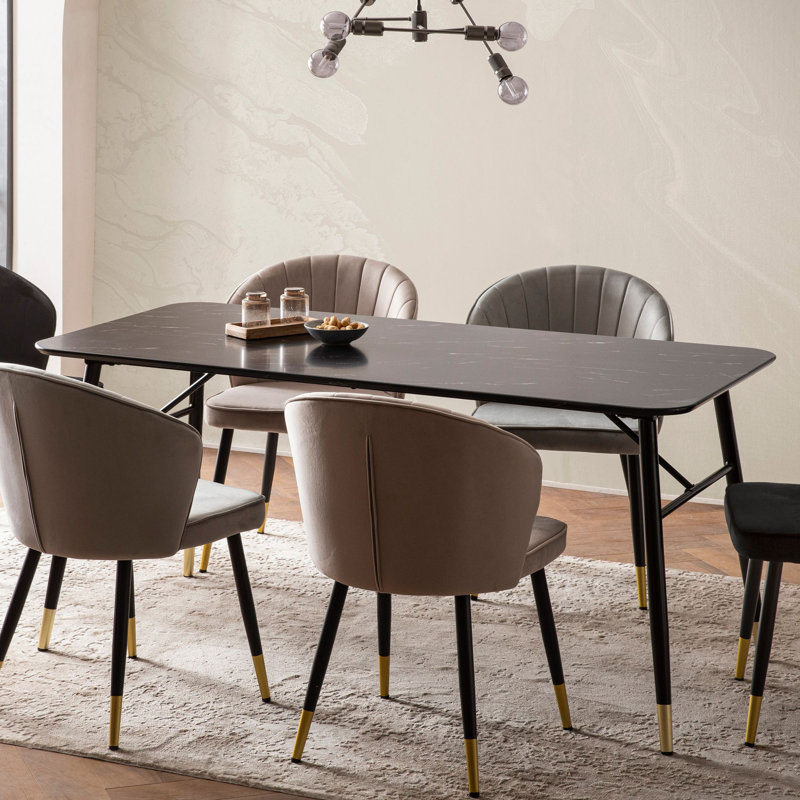 Metal Base Dining Table, Black