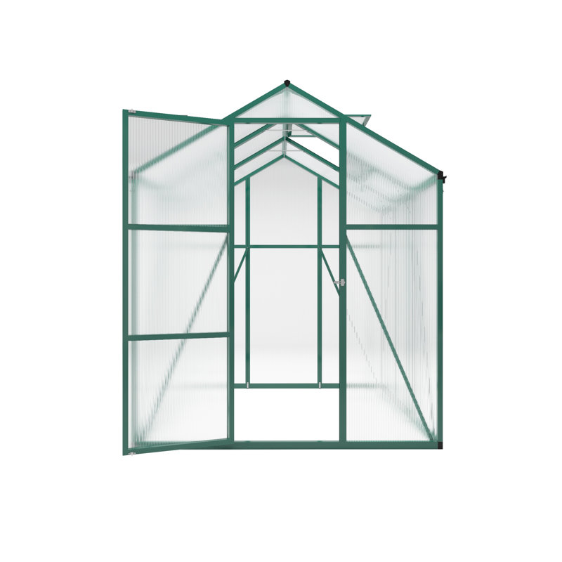 Serre en aluminium robuste 6 po x 6 pi avec base surélevée - Maison de jardin en polycarbonate pour la cour