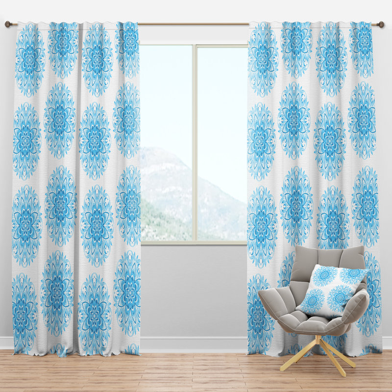 Panneau de rideau simple semi-diaphane avec passe-tringle Mid-Century, l 52 po x L 95 po
