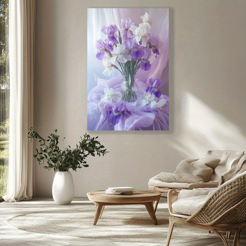 Gentle Purple White Iris Canvas Print - Urban Studio, 40*28inch (100*70*2cm)