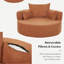 Très grand fauteuil d'appoint rond en chenille avec siège large, base pivotante à 360 ° et coussins décoratifs inclus-392210510