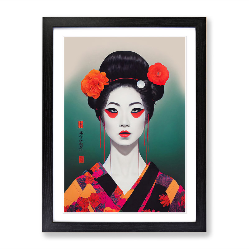 Contemporary Geisha No.5 - Single Picture Frame Print, Black, 64cm H x 46cm W x 2cm D