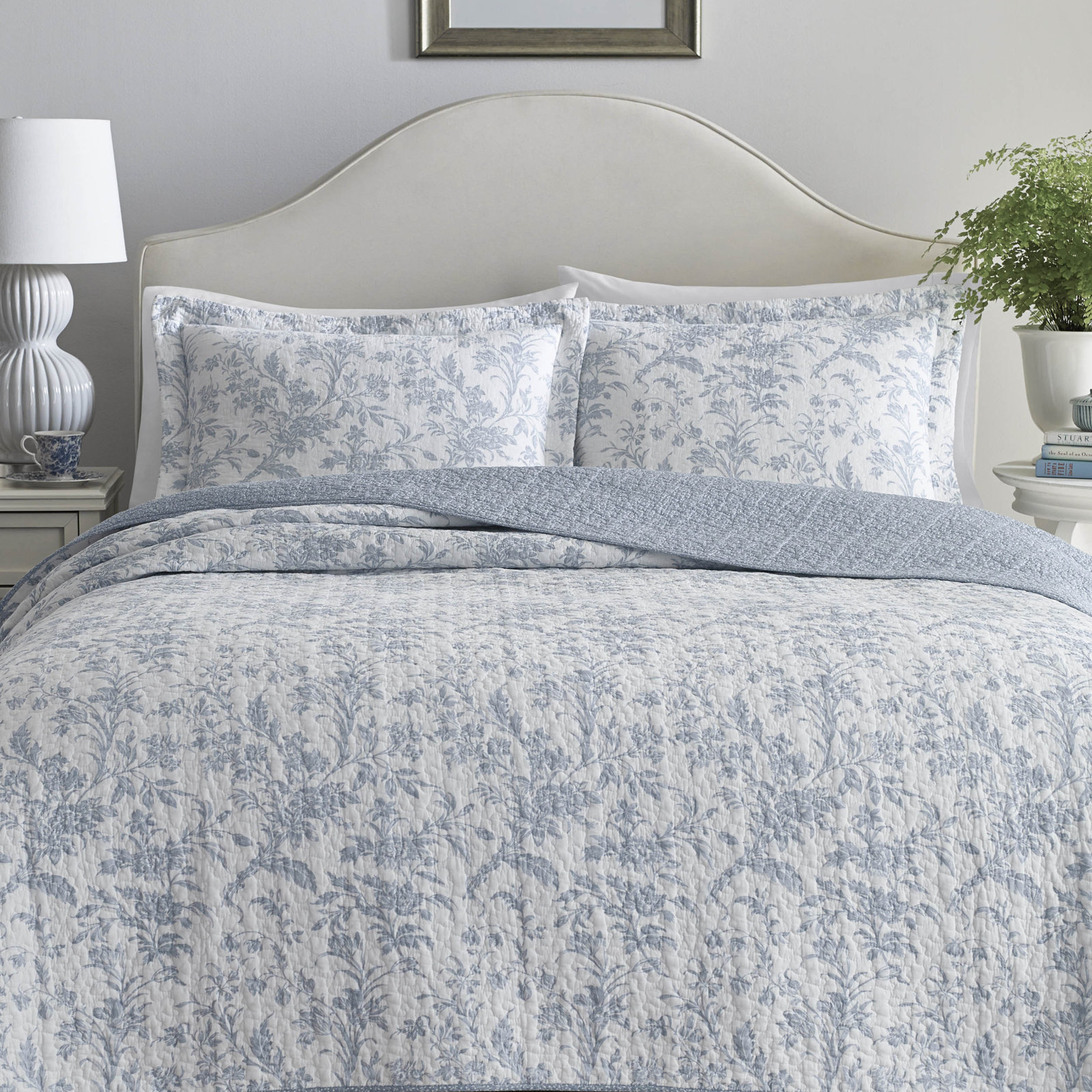 Amberley Cotton Quilt Set, Twin Quilt + 1 Sham, Blue