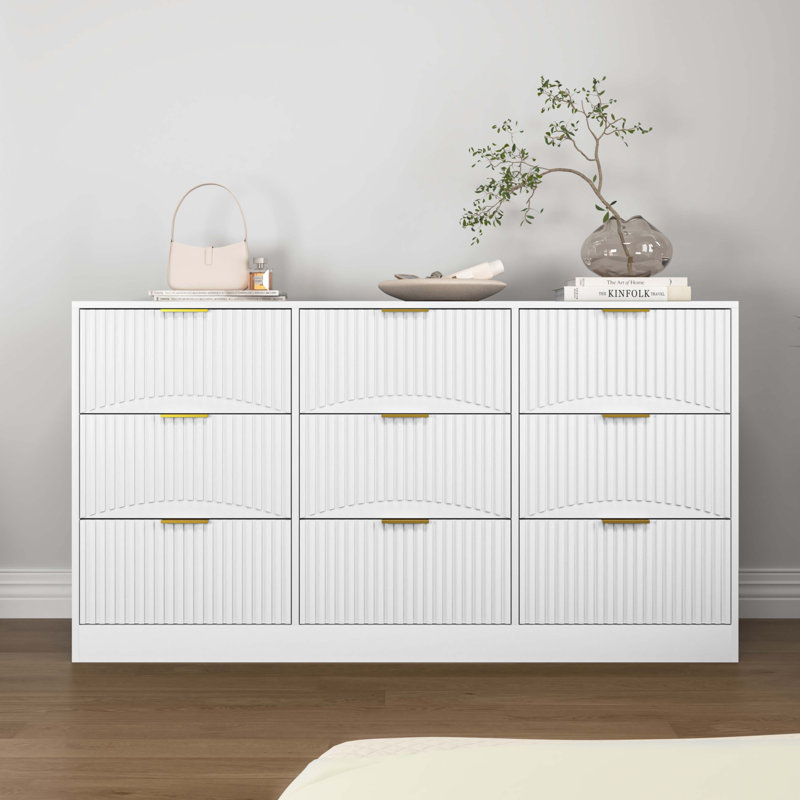 Commode 9 tiroirs blanche, Blanc