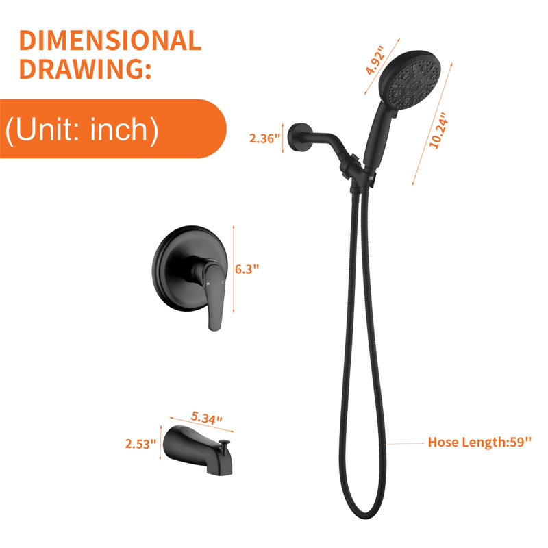 All-In-One Kit with Rough in-Valve, Matte Black