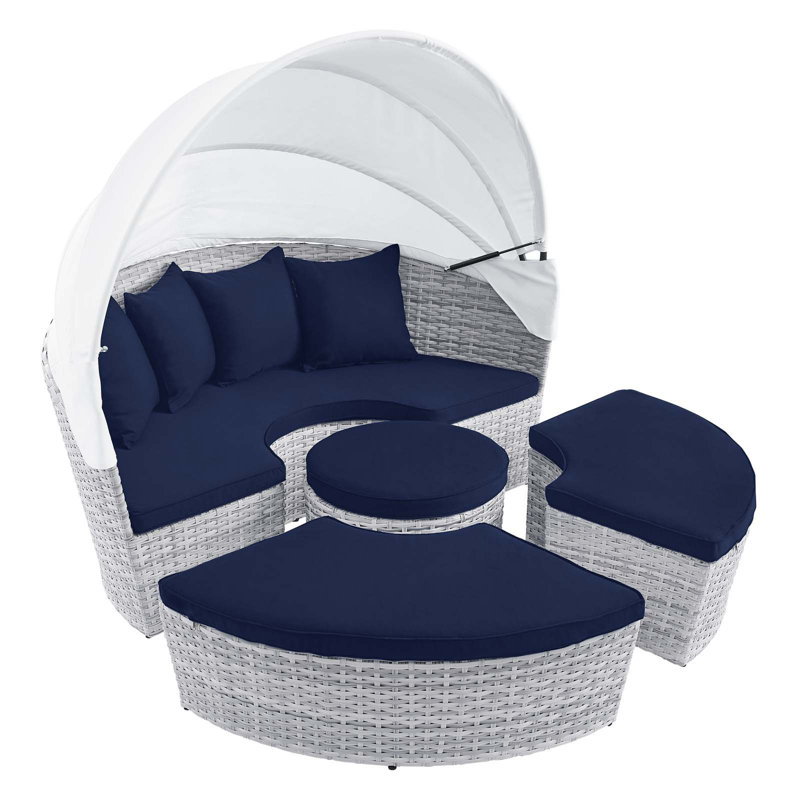 Lit de jour d'extérieur Scottsdale Canopy Sunbrella par Modway, Toile bleu marine Sunbrella®