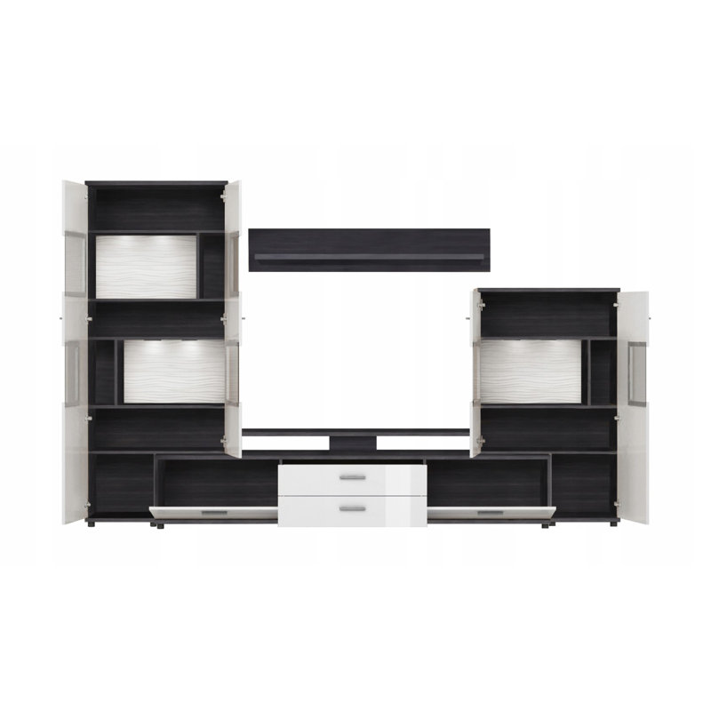 Ashley-Mason Unfinished Floating Entertainment Centre for TVs up to 60", Black Norwegian Pine