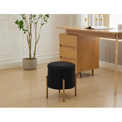 Repose-pieds moderne avec rangement, repose-pieds avec base en métal, repose-pieds avec couvercle amovible et repose-pieds pour le salon, la chambre à coucher et la salle de maquillage