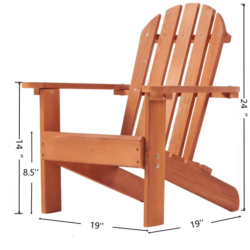 Wooden Outdoor Kid's Adirondack Chair With Pre-Assembled Backrest & Seatboard