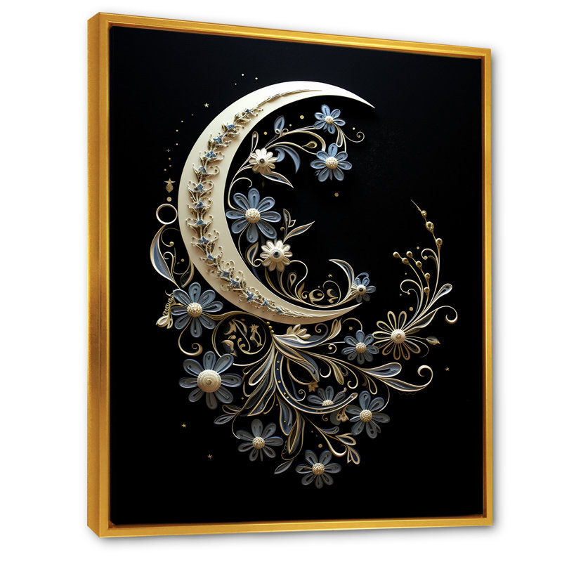 Moon Moon Harmony sur toile, H 32 po x l 24 po x P 1 po, Cadre flottant doré