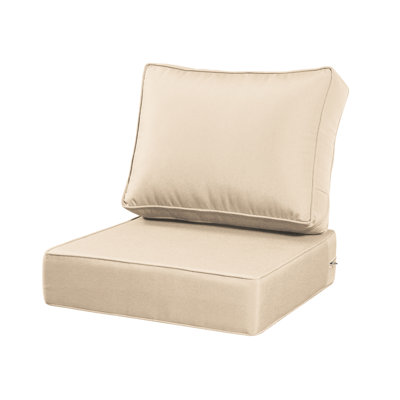 Outdoor Seat Cushion Set, 24 X 24 Inch Water-Resistant & Fade-Resistant Patio Furniture Cushions With Removable Cover, Deep Seat & Back Cushion With Zipper For Chair Couch Sectional Sofa，Beige