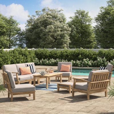 Ensemble de patio extérieur en teck 10 pièces Modway Marina