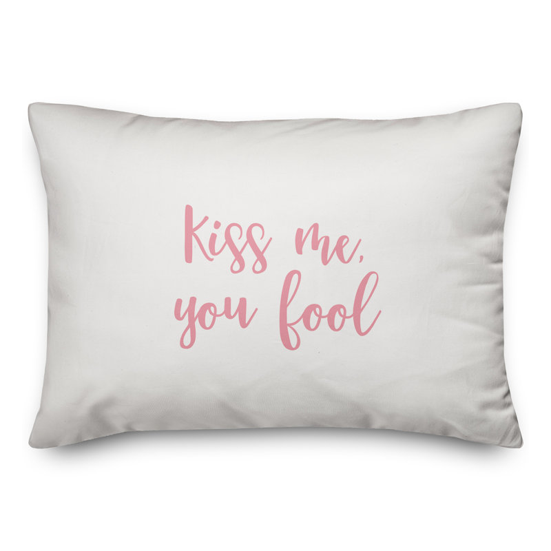  Coussin Kiss Me You Fool, Rose / blanc