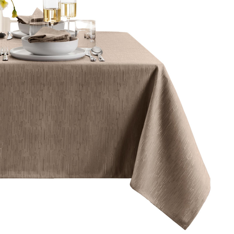 Brosh Solid Texture Water and Stain Resistant Polyester Rectangle Tablecloth, Taupe, 84" x 60"