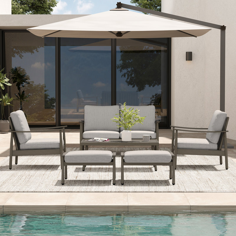 Mariene 4 - Person Patio Conversation Set with Cushions, Gray, Gray