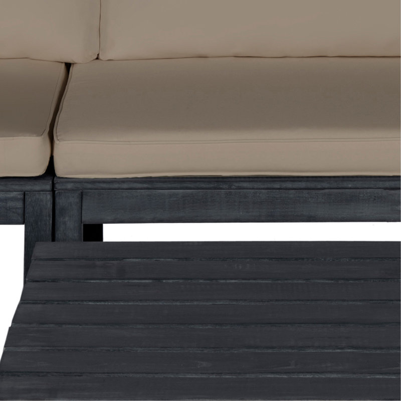 Wimmer Acacia 3 - Person Patio Conversation Set with Cushions, Taupe, Dark Slate Grey