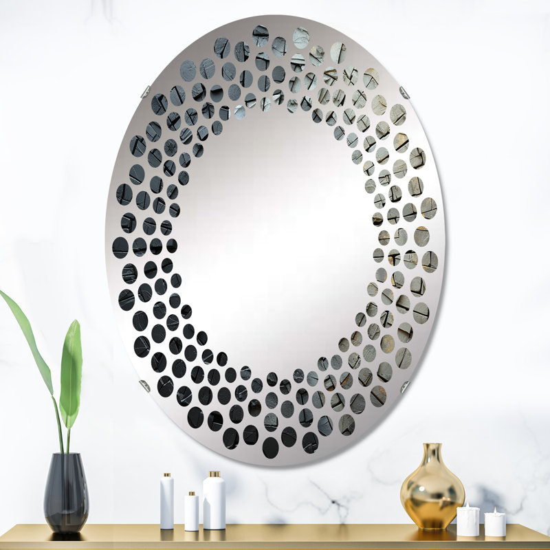 Miroir mural à pois en pierre grise, H 35,4 po x l 23,6 po