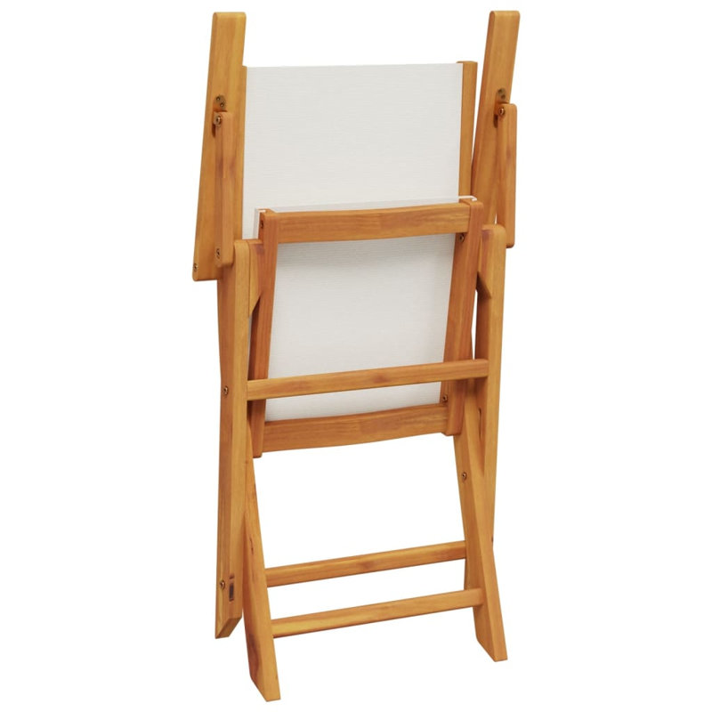 4 - Person Acacia Wood Patio Dining Set with Round Table, Cream White